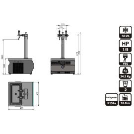 Lindr KONTAKT 55/K Profi con grifos inox Lindr KONTAKT 55/K Profi con grifos inox
