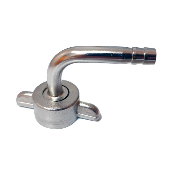 Adaptador curvo de cabezal/grifo 5/8" latón o inox (tuerca mariposa) Adaptador curvo de cabezal/grifo 5/8" latón o inox (tuerca mariposa)