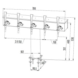 Columna Lindr T Grand con 5 grifos Columna Lindr T Grand con 5 grifos