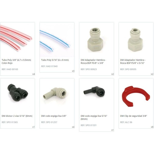 Pack de tubos y conectores (5/8") para dispensador con 2 grifos y compresor de aire Pack de tubos y conectores (5/8") para dispensador con 2 grifos y compresor de aire