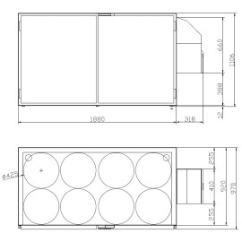 Enfriador de barriles de acero galvanizado - 8 barriles de 50l Enfriador de barriles de acero galvanizado - 8 barriles de 50l