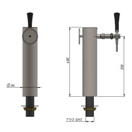 Columna Event de acero inoxidable con medallón, pitón preinstalado, con grifo SIA Columna Event de acero inoxidable con medallón, pitón preinstalado, con grifo SIA