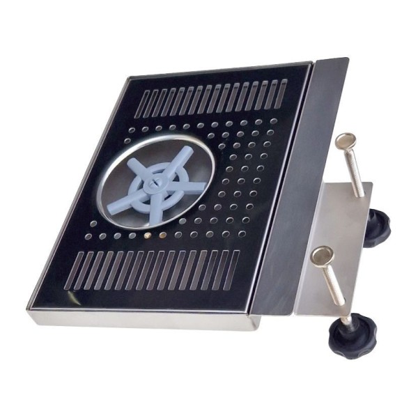 Bandeja con soporte 30 x 20cm con mojacopas para uso con dispensadores portátiles Bandeja con soporte 30 x 20cm con mojacopas para uso con dispensadores portátiles