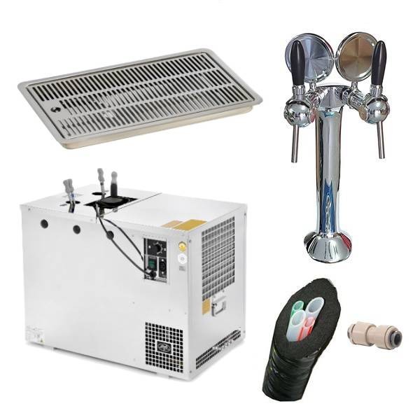 Pack preinstalado enfriador AS - 110 INOX Tropical NEW + columna con 2 grifos + bandeja encastrada Pack preinstalado enfriador AS - 110 INOX Tropical NEW + columna con 2 grifos + bandeja encastrada