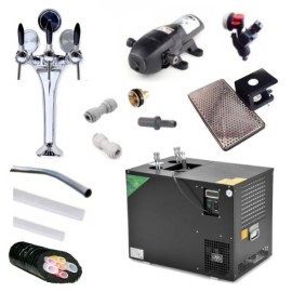 Pack BIB columna con 3 grifos + enfriador AS-110 termostato digital + bombas Bevjet Compact + cabezales BIB Vitop