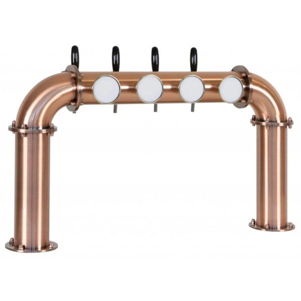 Columna puente tipo marinero, 4 salidas con tubos preinstalados - acabado cobre
