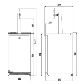 Nevera Kegerator Combi Cold Bar 50 con columna y grifo