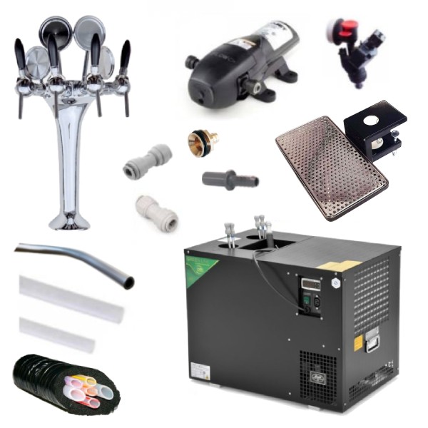 Pack BIB columna con 4 grifos + enfriador AS -110 termostato manual + bombas Bevjet Compact + cabezales BIB Vitop